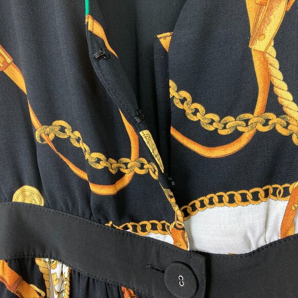 Gilli Women's Midi Dress Button Up Size M Chain Print Lined Luxury Designer - Picture 6 of 11